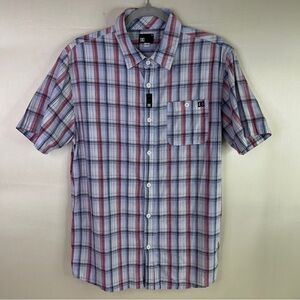 DC Men's Size Medium Vintage Plaid Button Down Retro Vibes Modern Style